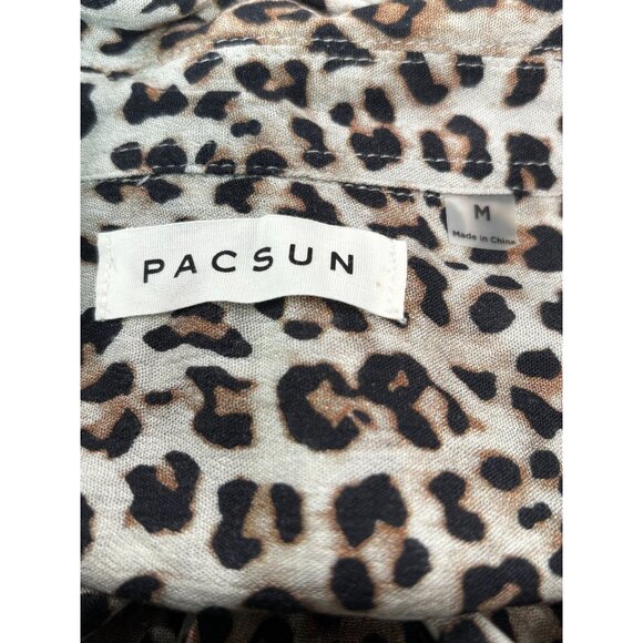 PacSun Womens Leopard Print Button-Up Shirt Blouse M Rayon - Picture 4 of 9